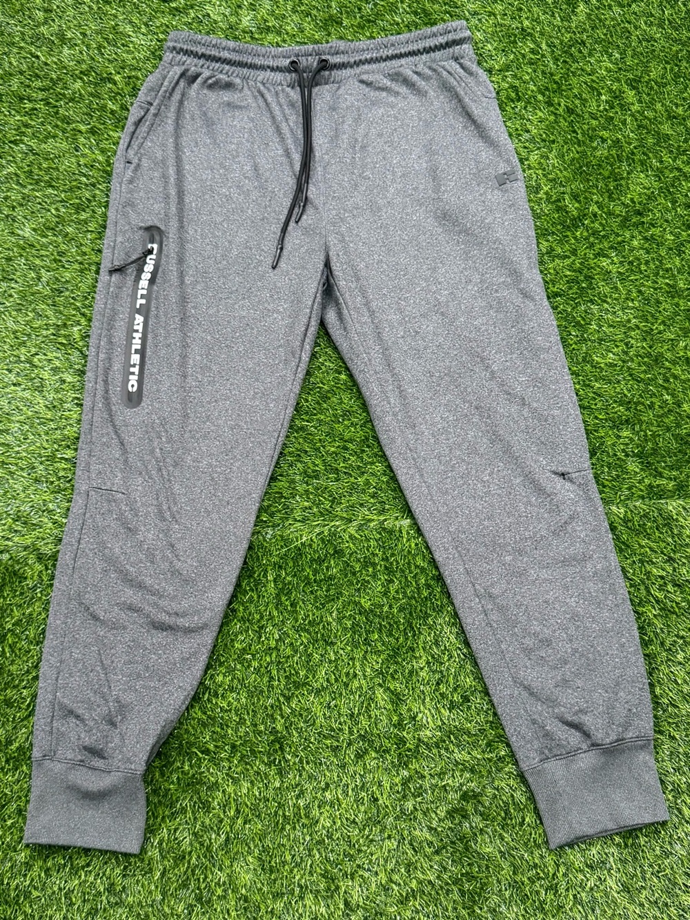Russell Athletic Men's Gray Jogger Pants L Regular Drawstring Pockets Tapered